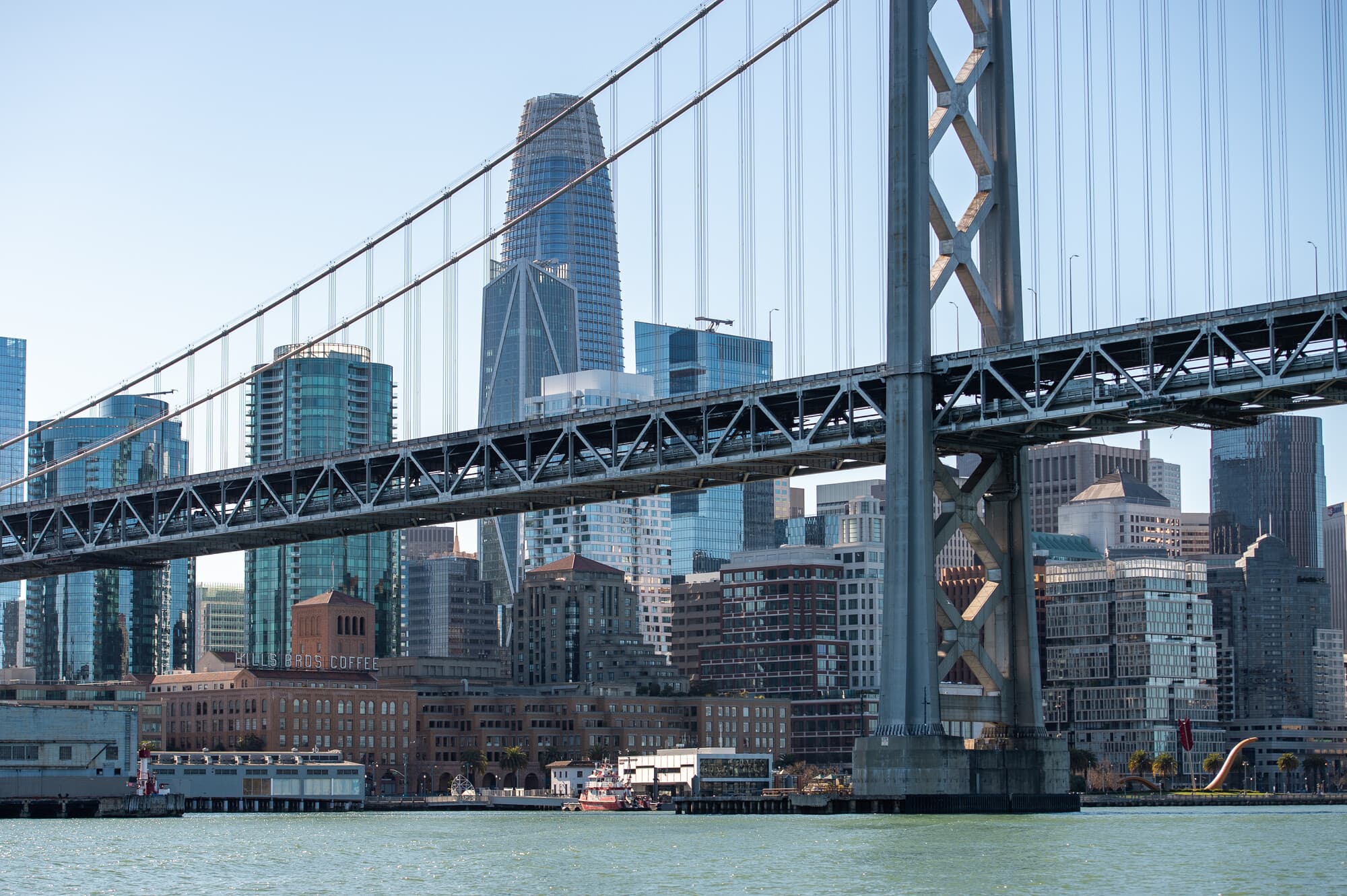 San Francisco skyline from underneath the Bay Bridge