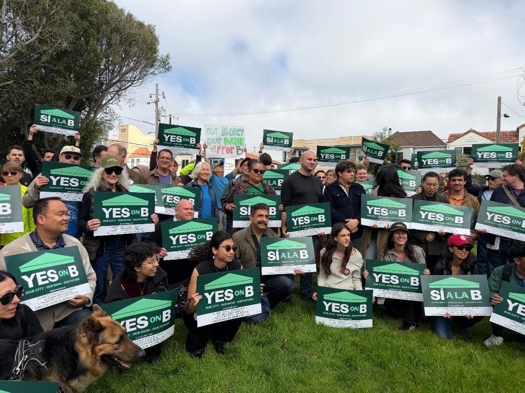Yes on Proposition B supporters at a rally in San Francisco